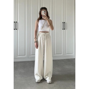 Dania Premium Beyaz Tensel Palazzo Pantolon