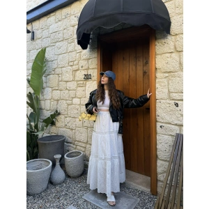 Fisto Beyaz Premium Astarlı Etek