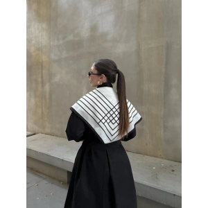 Fularlı Oversize Premium Siyah  Trençkot