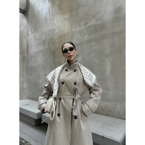 Fularlı Oversize Premium Taş Trençkot