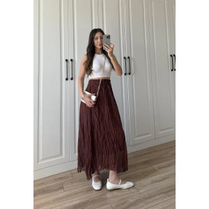 Holla Astarlı Kırışık Tarçın Tül Etek