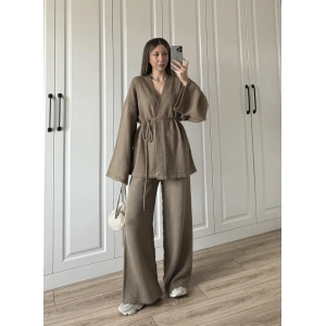 Luvre Bağlamalı Cappuccino Triko Takım