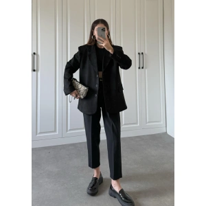 Mai Süet Astarlı Premium Siyah Blazer Ceket