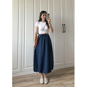 Maxi Astarlı Lacivert Balon Etek