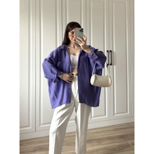 Mor Oversize Tensel Gömlek