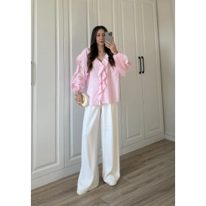 Orj Marka Wien Volanlı Premium Pembe Gömlek