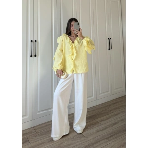 Orj Marka Wien Volanlı Premium Sarı Gömlek