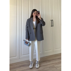 Oversize Antrasit Tensel Blazer Ceket