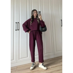 Oysh Kumaş Oversize Bordo Spor Takım
