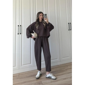 Oysh Kumaş Oversize Kahve Spor Takım