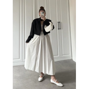 Poplin Kumaş Premium Ekru Etek