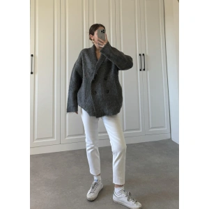 Şal Yaka Sakallı Premium Antrasit Hırka