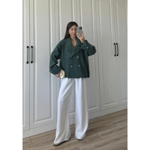 Tensel Oversize Zümrüt Yeşili Kısa Trençkot