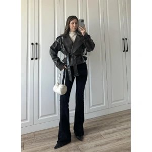 Yılan Derili Premium Kahve Deri Ceket