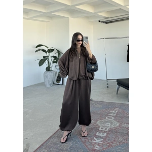 Zr Saten Oversize Kahve Bomber Ceket