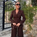 Kadın Belden Kemerli Şık Takım-Blazer&Piliseli Etek