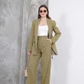 Kadın Haki Ceket Pantolon Takım