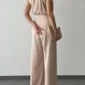 Kadın Halter Yaka Krep Kumaş Tulum