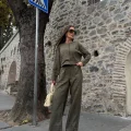 Kadın Kapitone Dokulu Oversize Ceket Pantolon Takım