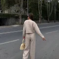Kadın Kapitone Dokulu Oversize Ceket Pantolon Takım