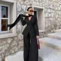 Kadın Modern Tasarım Şal Detaylı Pantolon Ceket Takımı