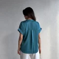 Kadın Saten Kısa Kollu Gömlek Bluz