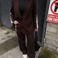 Kadın Yan Şerit Detaylı Oversize Blazer & Palazzo Takım
