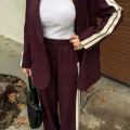 Kadın Yan Şerit Detaylı Oversize Blazer & Palazzo Takım