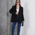 Kadın Oversize Tek Düğmeli Vatkalı Blazer Ceket