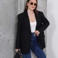 Kadın Oversize Tek Düğmeli Vatkalı Blazer Ceket