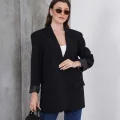 Kadın Oversize Tek Düğmeli Vatkalı Blazer Ceket