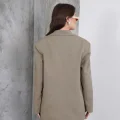 Kadın Oversize Tek Düğmeli Vatkalı Blazer Ceket