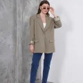 Kadın Oversize Tek Düğmeli Vatkalı Blazer Ceket