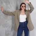 Kadın Oversize Tek Düğmeli Vatkalı Blazer Ceket