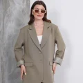 Kadın Oversize Tek Düğmeli Vatkalı Blazer Ceket