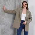 Kadın Oversize Tek Düğmeli Vatkalı Blazer Ceket