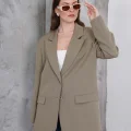 Kadın Oversize Tek Düğmeli Vatkalı Blazer Ceket