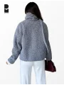 Kadın Gri Atkılı Düğmeli Marka Model Kışlık Mont