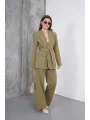 Kadın Haki Ceket Pantolon Takım