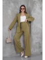 Kadın Haki Ceket Pantolon Takım
