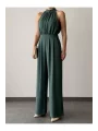 Kadın Halter Yaka Krep Kumaş Tulum
