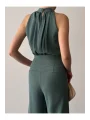 Kadın Halter Yaka Krep Kumaş Tulum