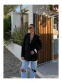 Kadın Siyah Dikiş Detaylı Oversize Blazer Ceket