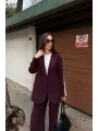 Kadın Yan Şerit Detaylı Oversize Blazer & Palazzo Takım