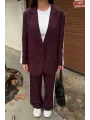 Kadın Yan Şerit Detaylı Oversize Blazer & Palazzo Takım