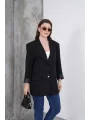Kadın Oversize Tek Düğmeli Vatkalı Blazer Ceket