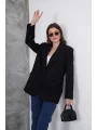 Kadın Oversize Tek Düğmeli Vatkalı Blazer Ceket