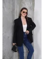 Kadın Oversize Tek Düğmeli Vatkalı Blazer Ceket
