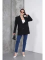 Kadın Oversize Tek Düğmeli Vatkalı Blazer Ceket