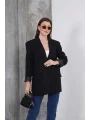 Kadın Oversize Tek Düğmeli Vatkalı Blazer Ceket